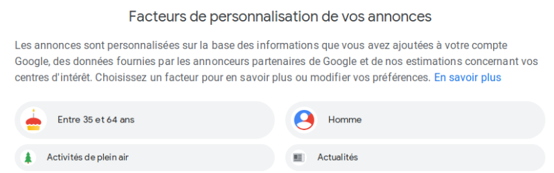 Google - Personnalisation Annonces