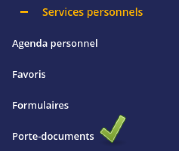 Le porte-documents dans la rubrique Services personnels sur l'ENT